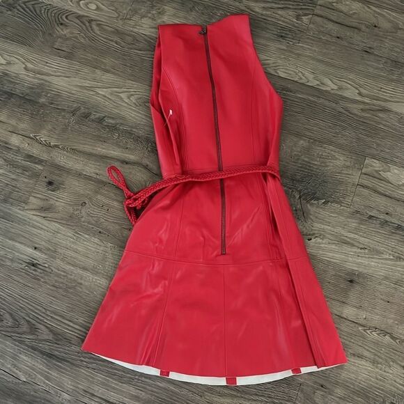 ALICE & OLIVIA LEANDRA VEGAN LEATHER MINI DRESS - Picture 8 of 8